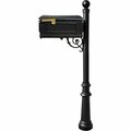Lewiston Mailbox System with Post Fluted Base & Ball Finial, Black LM-804-LPST-BL